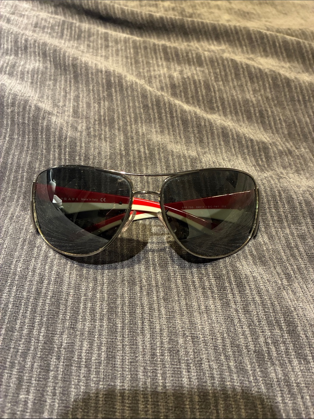 Prada vintage silver cream & Red Sunglasses